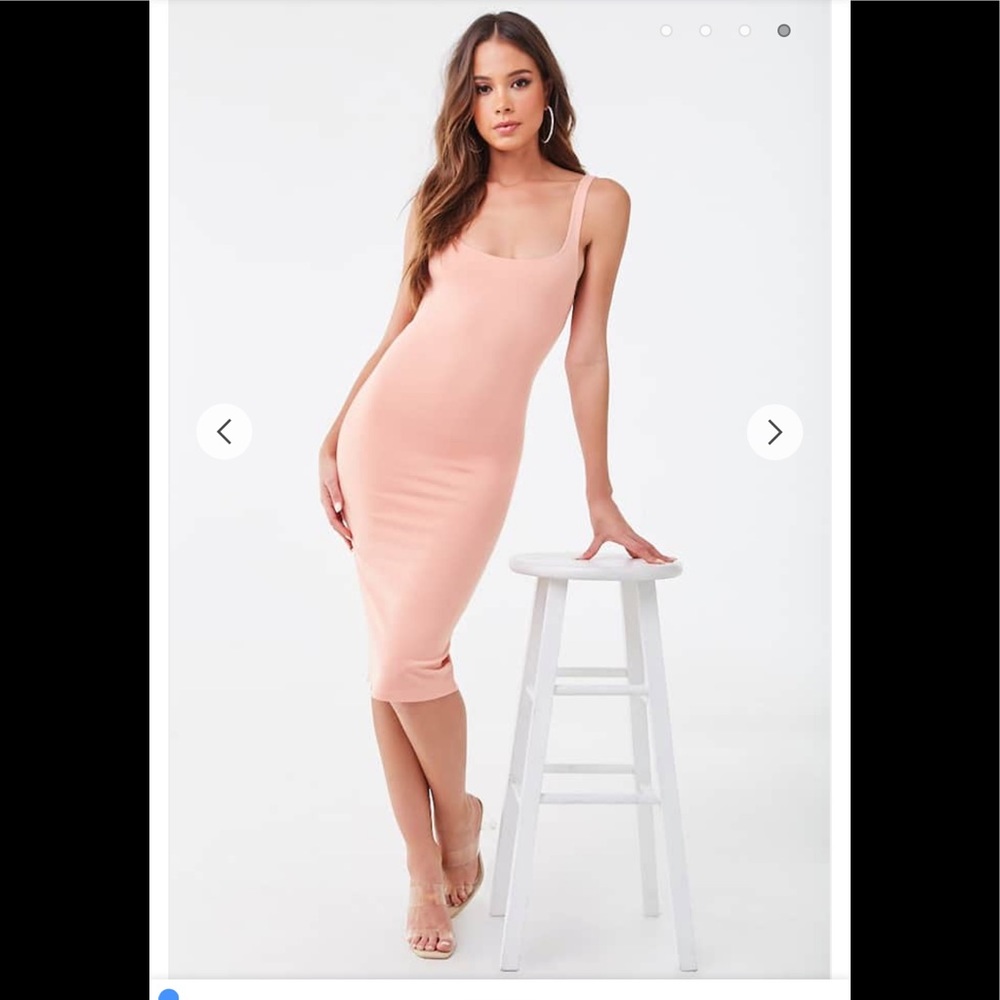 Forever 21 bodycon midi dress pink Small NEW - Picture 8 of 8